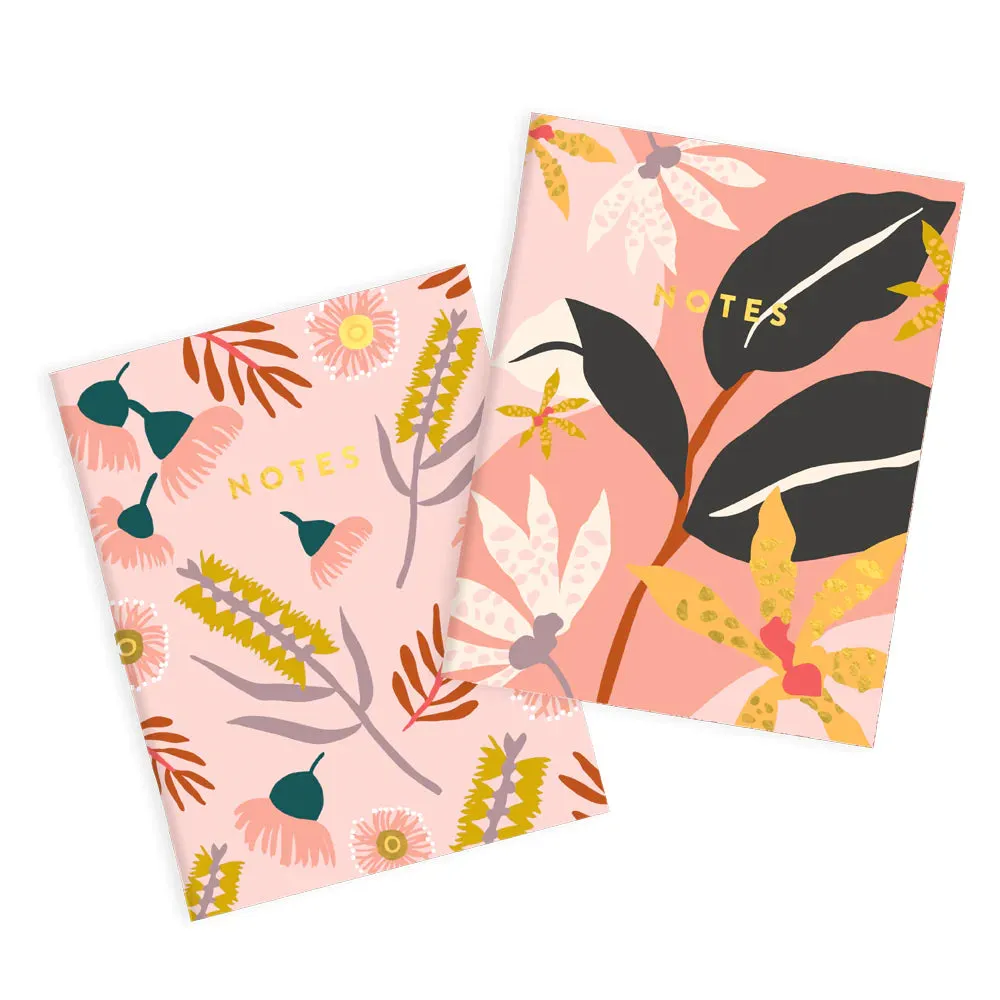 Fox & Fallow Orchid Notebook - 2 Pack, Lined And Blank maxi