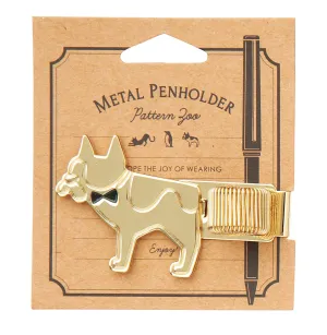 elegant refillable French Bulldog Metal Pen Holder