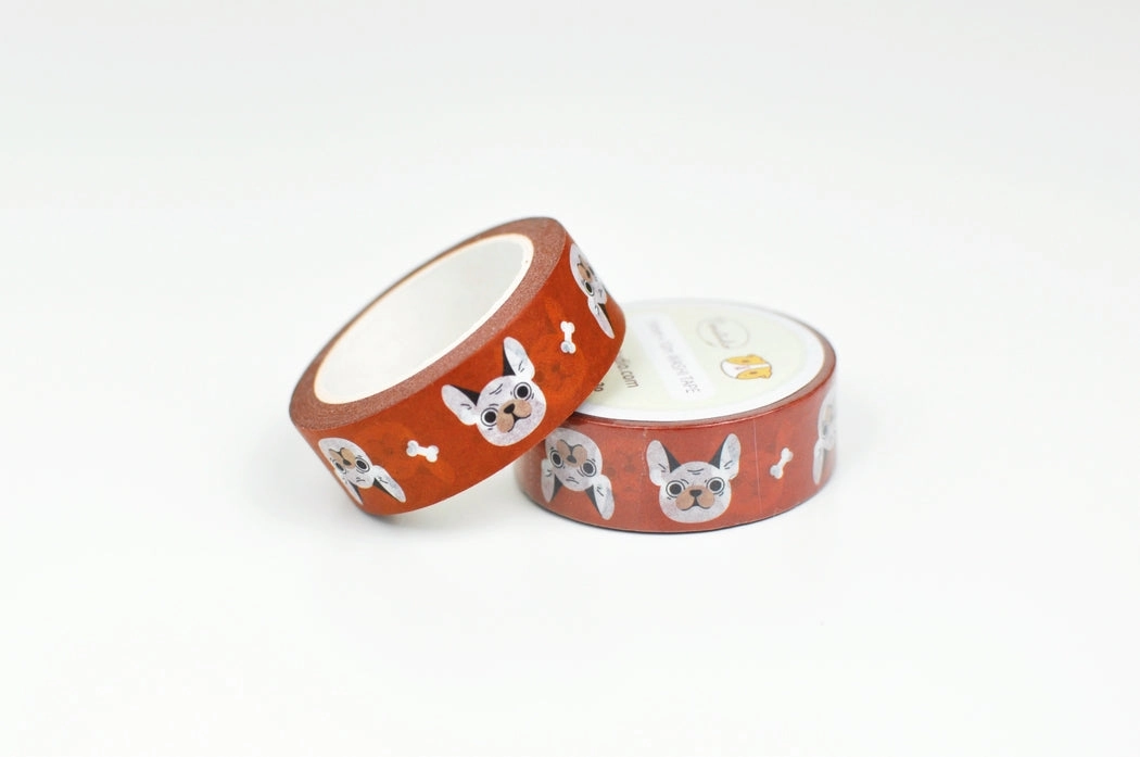 French Bulldogs Washi Tape In Rust Red manual everyday
