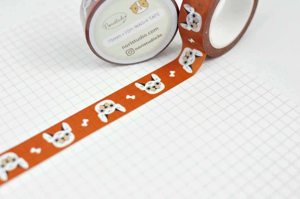 French Bulldogs Washi Tape In Rust Red large ceramic