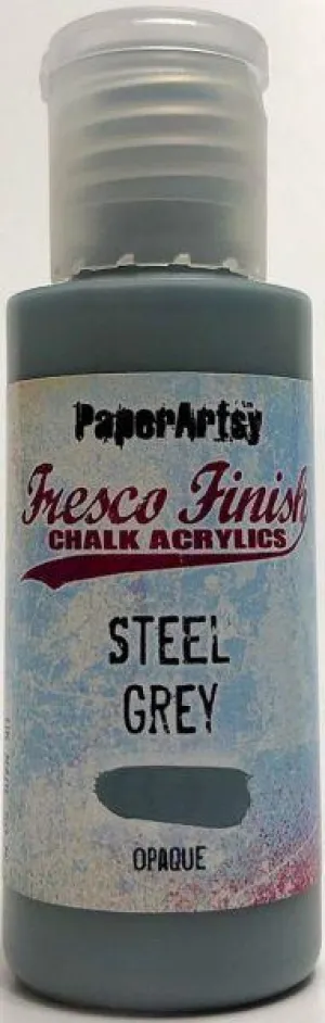 Fresco Finish Acrylic Paint - Steel Grey round sturdy