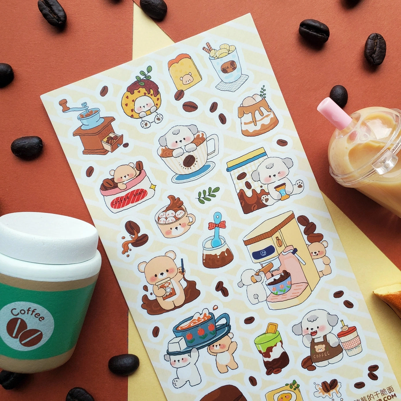 solid Furry Friends Cafe Sticker Sheet