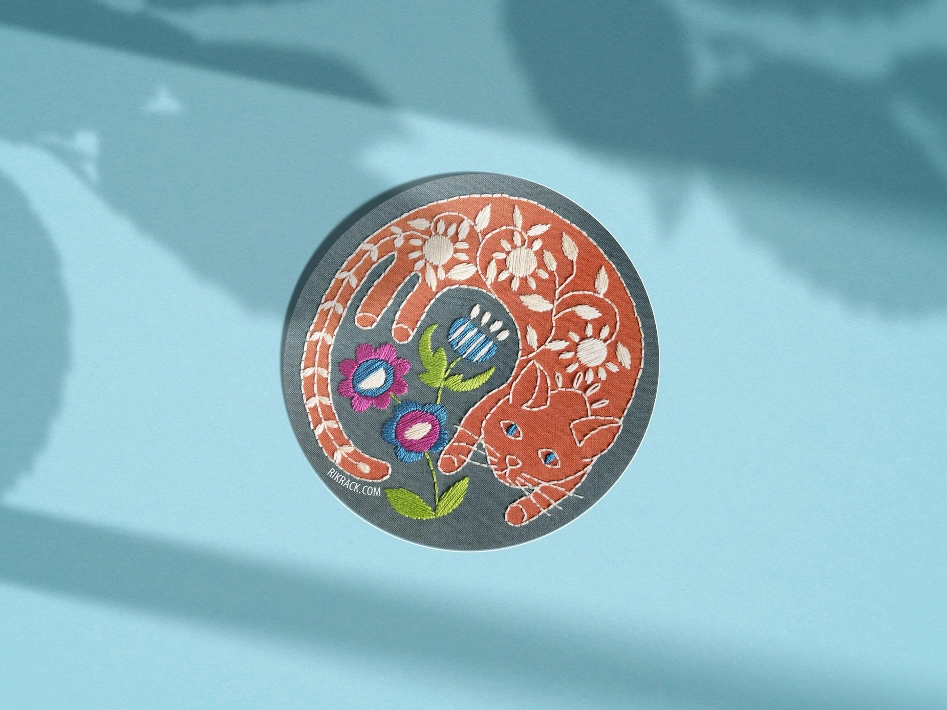 bamboo Garden Cat 3" Vinyl Circle Sticker