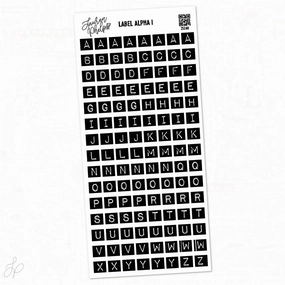 Alpha Black Label Letter Vinyl Sticker Sheet plastic