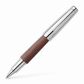 eco Faber-Castell Emotion Wood And Polished Chrome Dark Brown Rollerball Pen