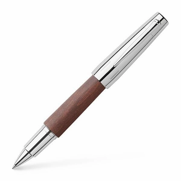 eco Faber-Castell Emotion Wood And Polished Chrome Dark Brown Rollerball Pen