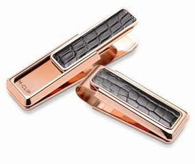 M-Clip Rose Gold Black Alligator Money Clip rubber