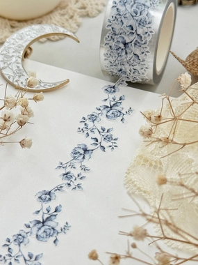Rose Vine Die Cut Washi Tape - Blue sealed ergonomic