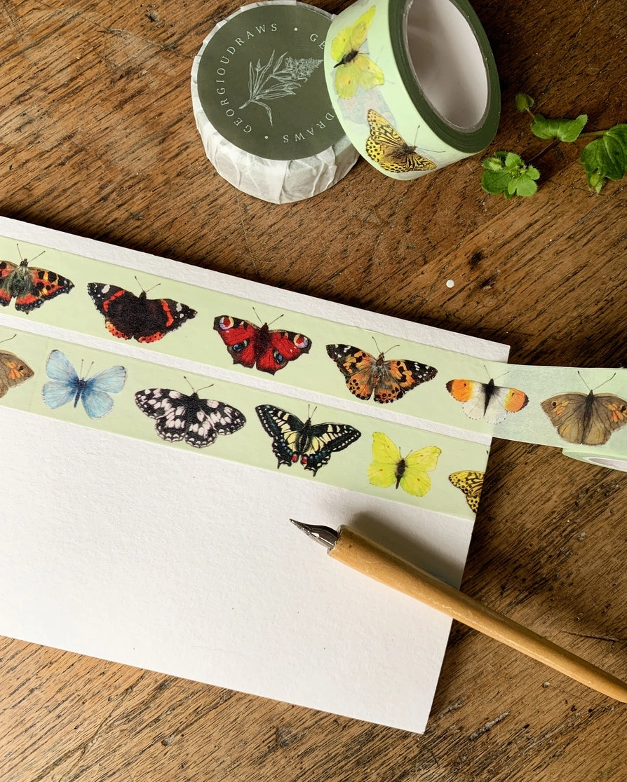 British Butterflies Washi Tape glass solid