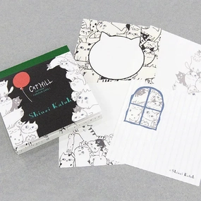 Shinzi Katoh Memo Pad - Cat Hill Black mini flat