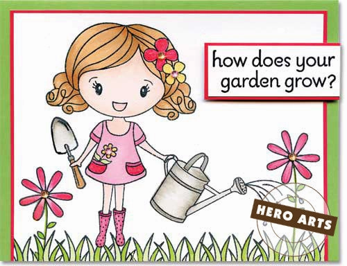 Girl Holding Flowers Stamp short