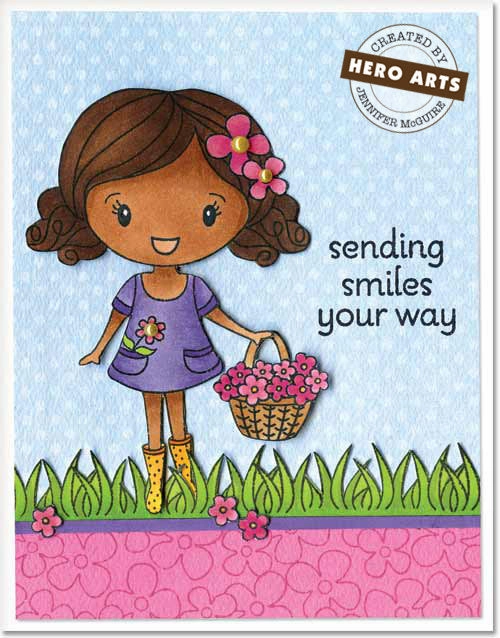 short musthave Girl Holding Flowers Stamp