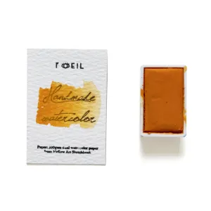 rubber wrapped Cadmium Yellow - Artist Grade Handmade Honey Based Watercolor Paint Full Pan 3.2Ml