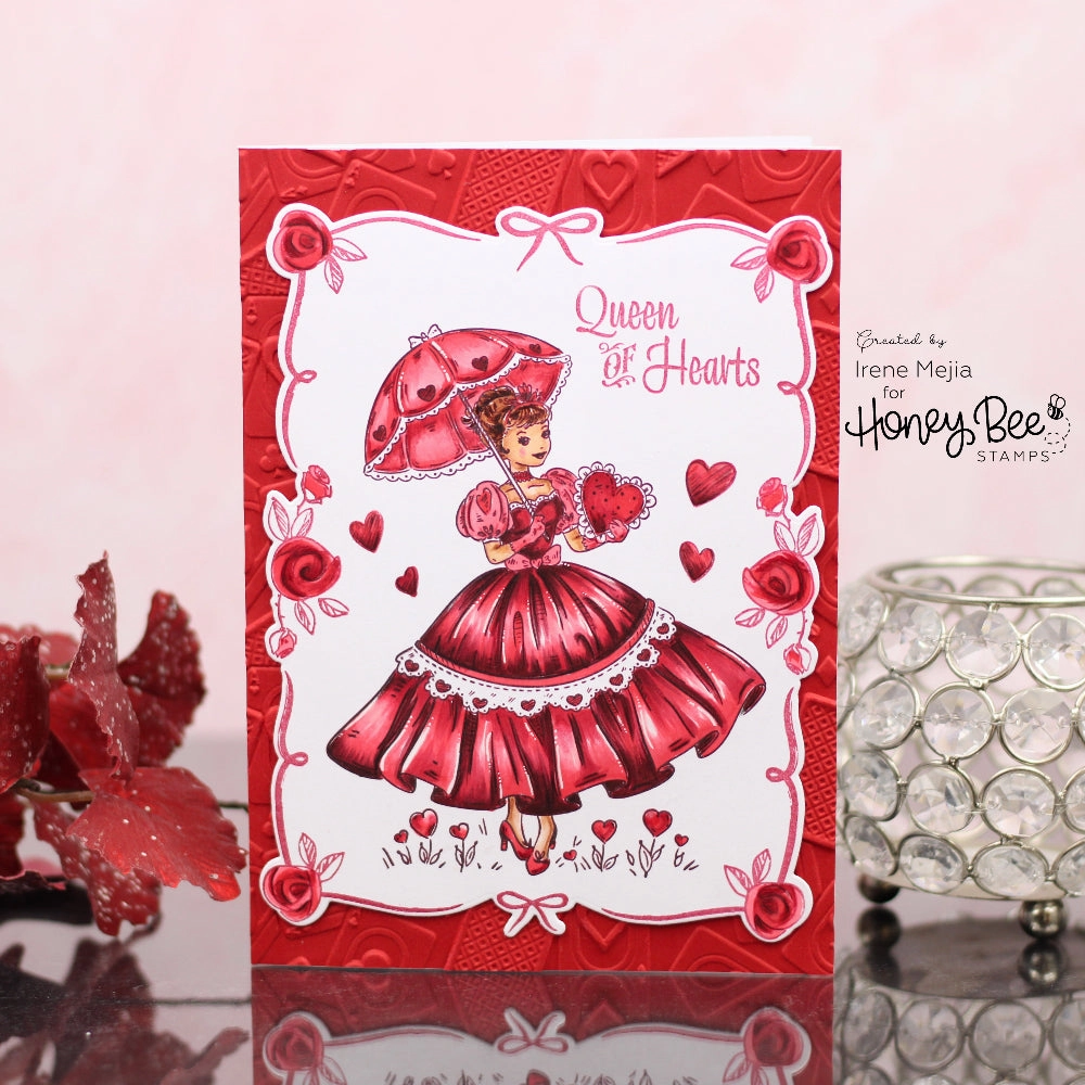 fiber Queen Of Hearts - 5X6 Rubber Cling Stamp Set