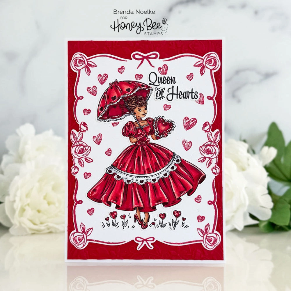 single Queen Of Hearts - 5X6 Rubber Cling Stamp Set