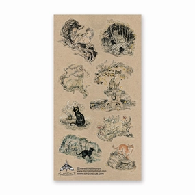 sleek nonslip Stickii Forest Felines Sticker Sheet
