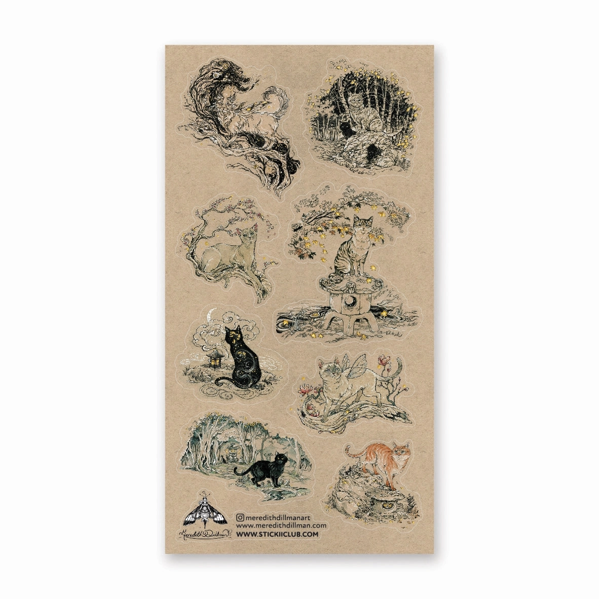 sleek nonslip Stickii Forest Felines Sticker Sheet