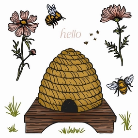 rugged Vintage Hive - 4X6 Stamp Set