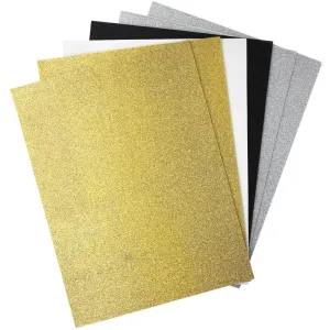 Glitter Sticky Back Foam Sheets 9"X12" 6/Pkg - Silver, Gold, Black & White automatic fiber