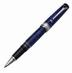 wide Aurora Optima Auroloide Silver Blue Rollerball Pen