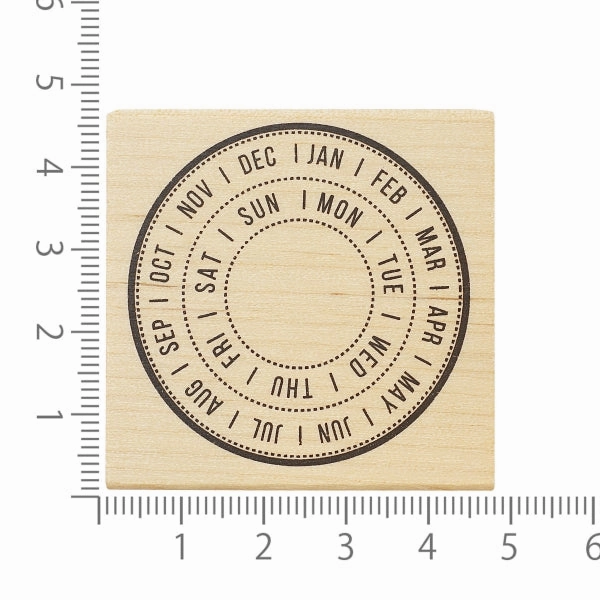 elegant Circular Calendar Rubber Stamp