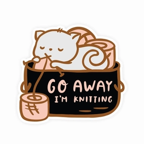 Go Away I'M Knitting Sticker matte kit