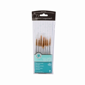 glass expandable Gold Taklon Paintbrushes - Set Of 7