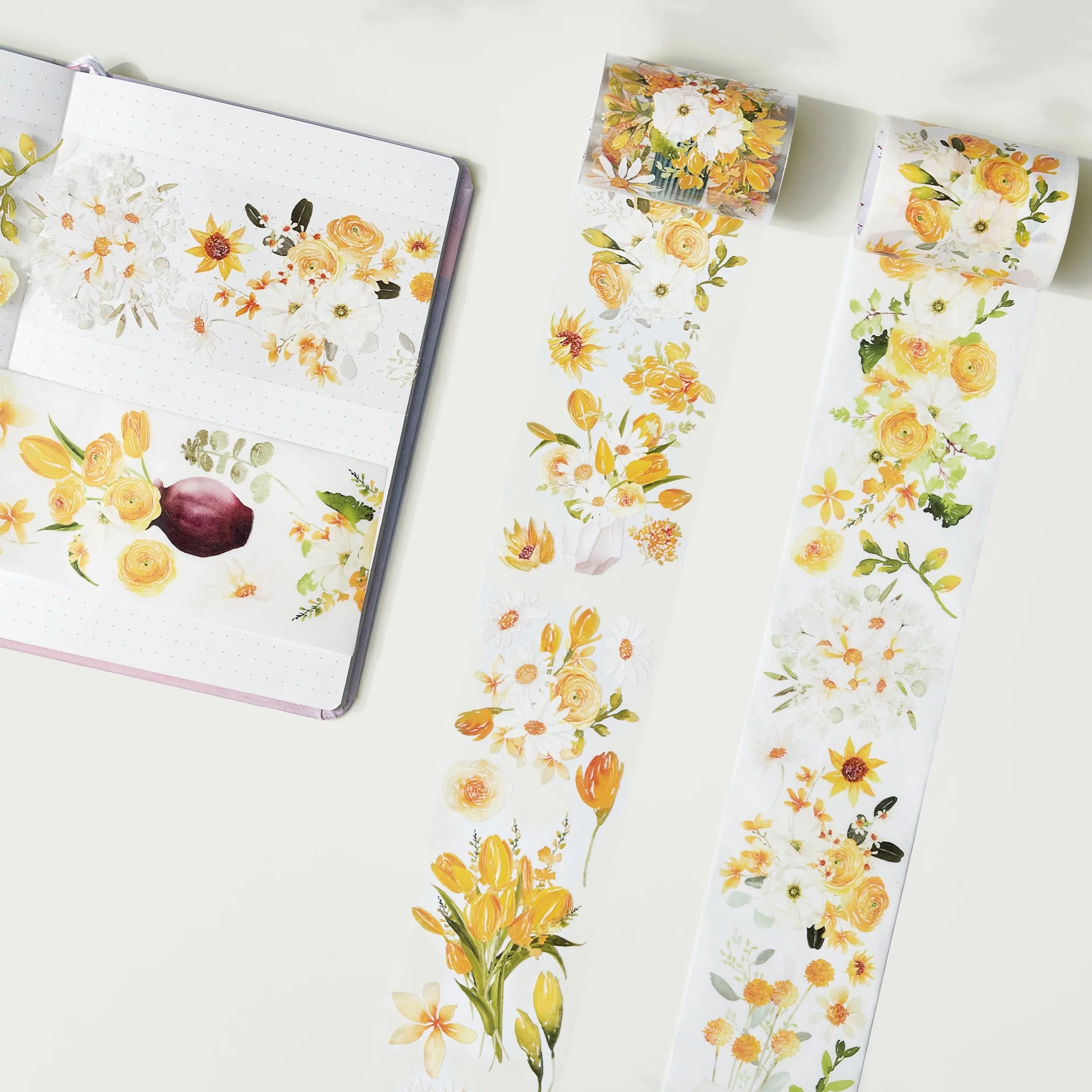 Golden Blossoms Wide Washi/Pet Tape glossy bamboo