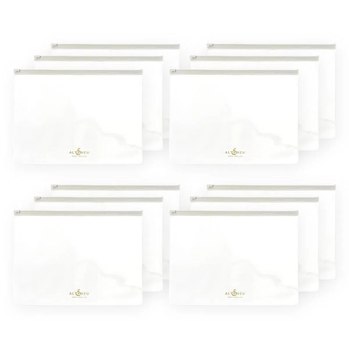 flexible Gray Zip 'N' Keep Pouches Bundle (12 Pcs)