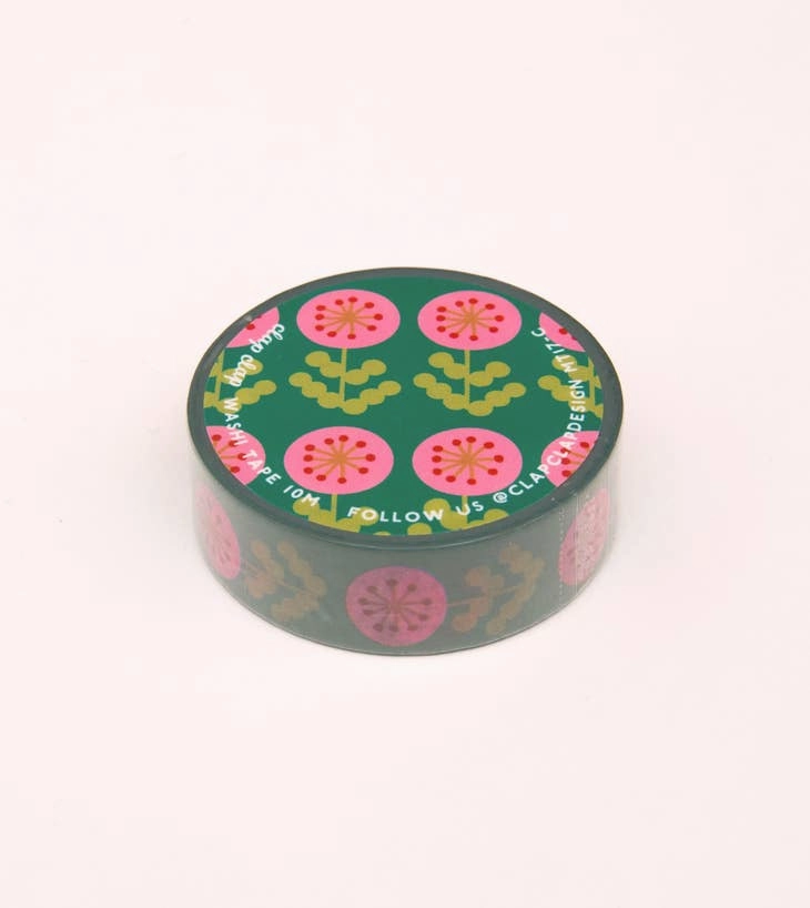 economical collapsible Green And Pink Floral Washi Tape