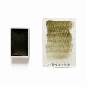 rubber tall Green Earth Deep Pg23 - Artist Grade Handmade Honey Based Watercolor Paint Full Pan 3.2Ml