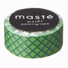 Green Yellow Check Japanese Washi Tape ? Basic Mast Masking Tape round