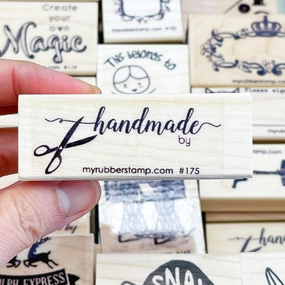 Handmade By Script Rubber Stamp resin