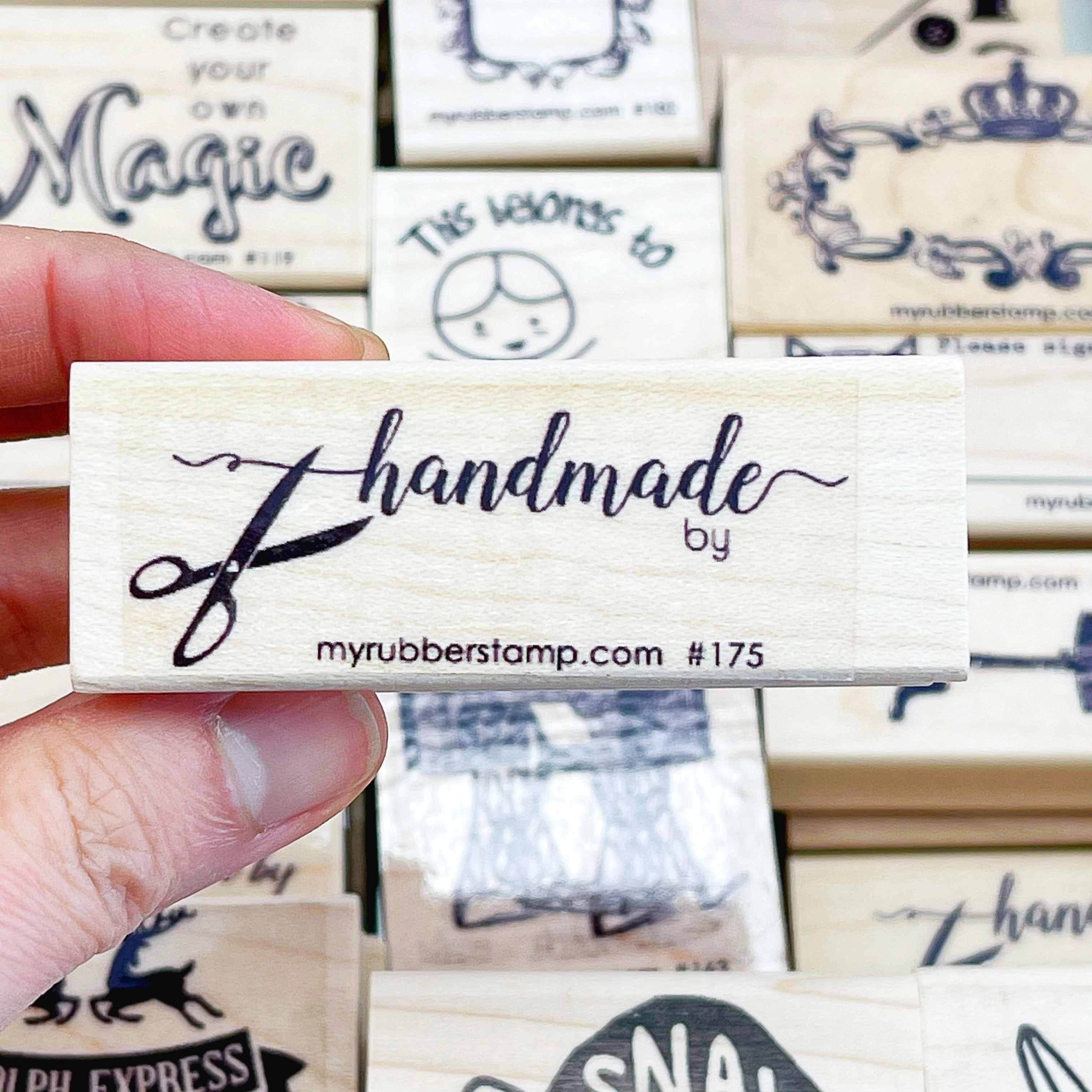 Handmade By Script Rubber Stamp resin