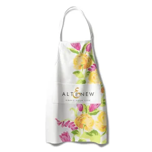 magnetic Artsy Apron: Yellow & Pink Ornamental Bouquet - White