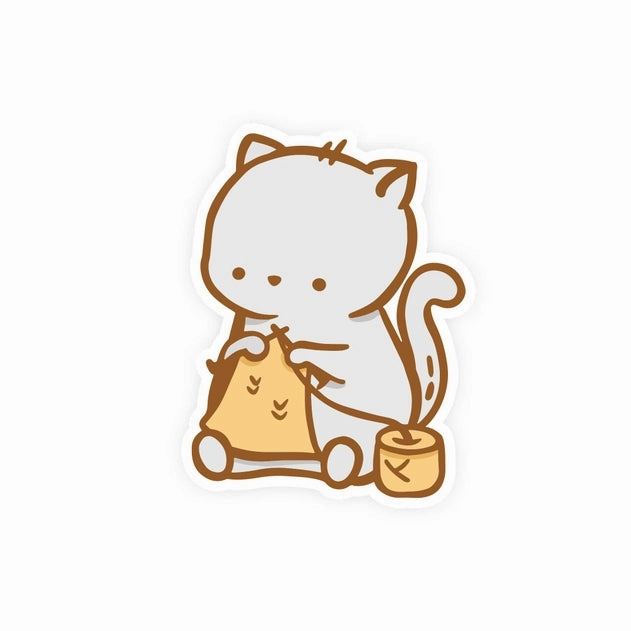 Clementine Knitting Vinyl Sticker round