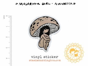 Mushroom Girl Amanita Vinyl Sticker cool