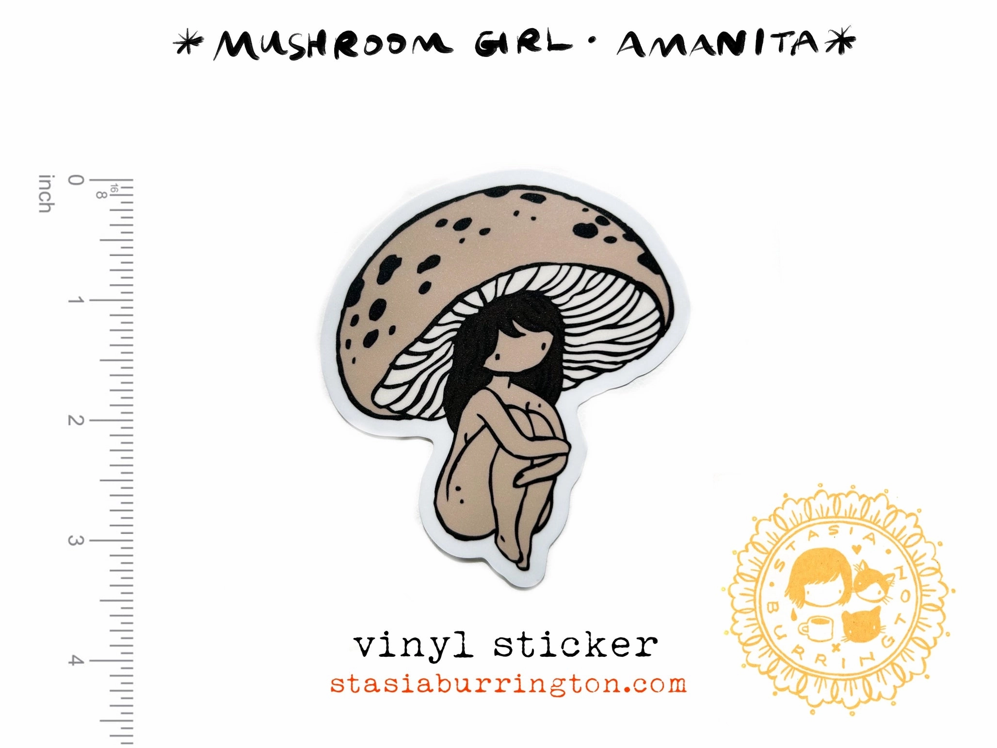 Mushroom Girl Amanita Vinyl Sticker cool