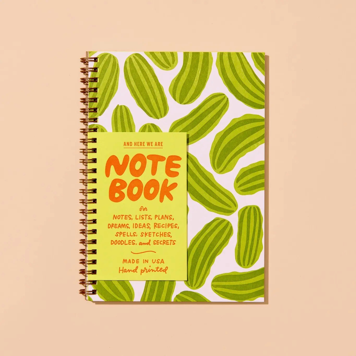 narrow portable Pickles Spiral Bound Letterpress Notebook