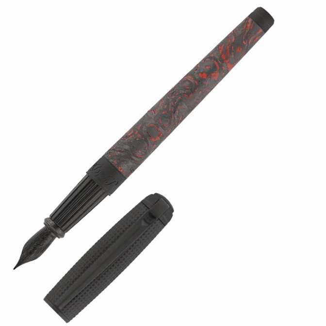St Dupont Line D Carbon Collection Fiery Lava Fountain Pen deluxe ceramic