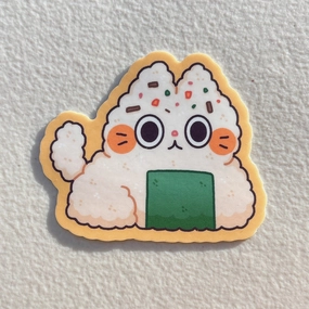 fiber flexible Stickyriceco Vinyl Sticker - Onigiri (Riceball) Cat