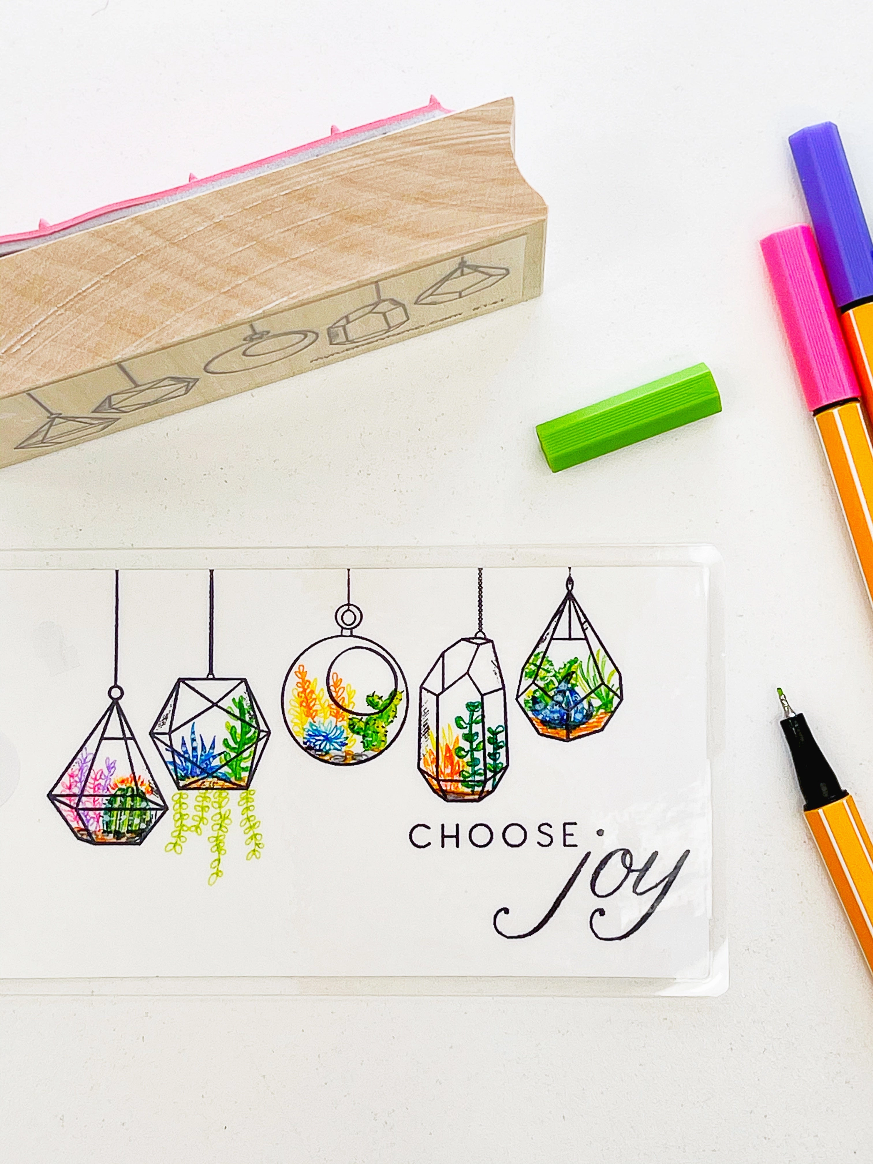 Hanging Terrarium Rubber Stamp basic washable