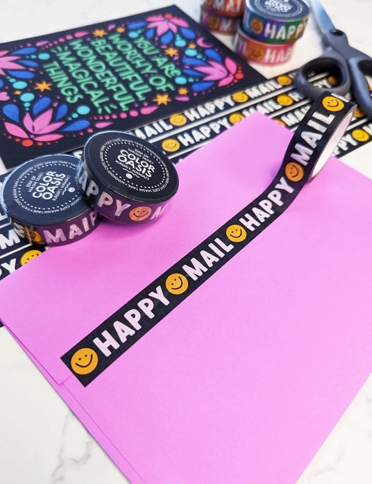 Happy Mail Black Washi Tape sturdy