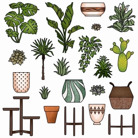 Happy Plants - 6X8 Stamp Set - Retiring bronze