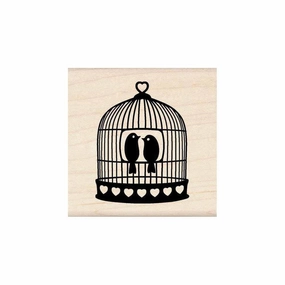 Heart Bird Cage Wood Stamp exclusive lightweight