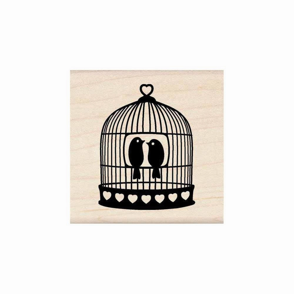 Heart Bird Cage Wood Stamp exclusive lightweight