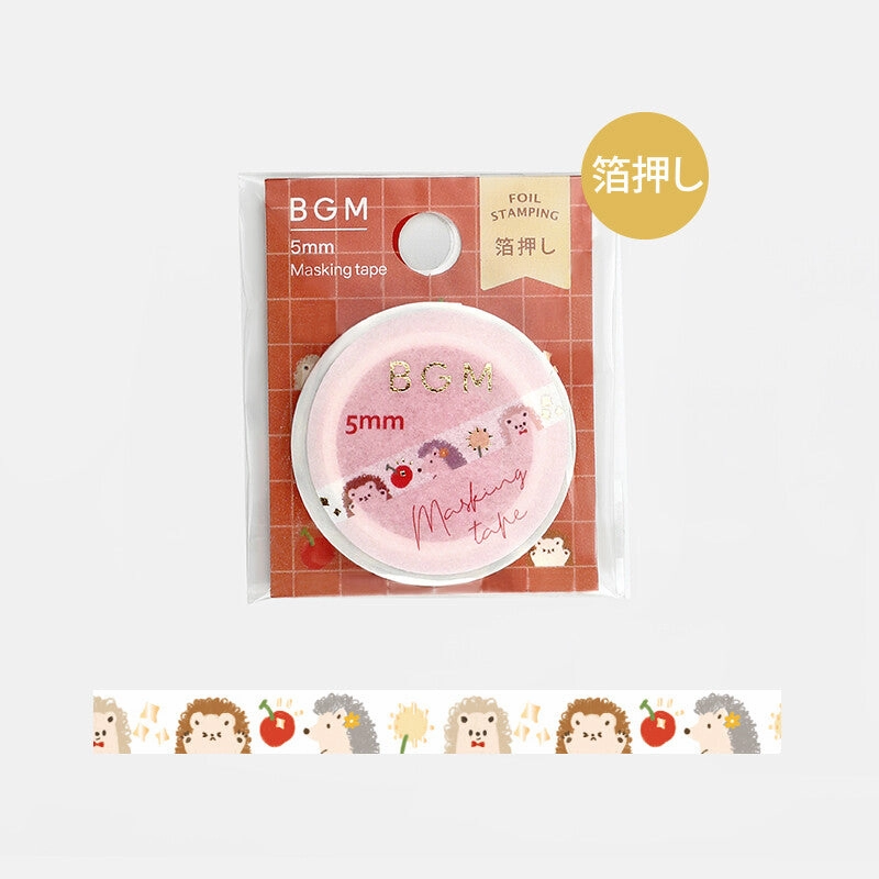 glossy top Hedgehog Slim Washi Tape Bgm