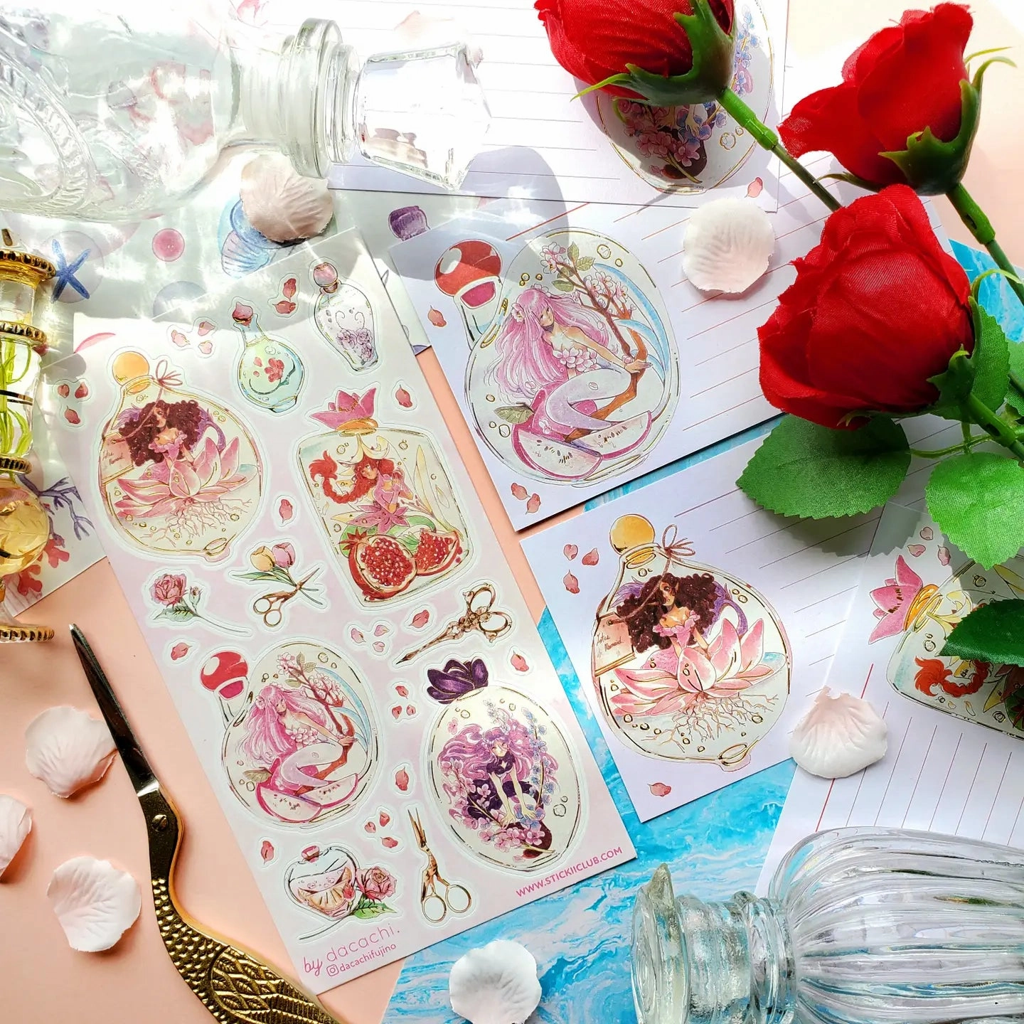exclusive Stickii Mermaid Perfumes Sticker Sheet