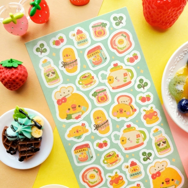 soft Yummy Ducky Breakfast Sticker Sheet