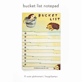 Hedgehog Bucket List Note Pad original